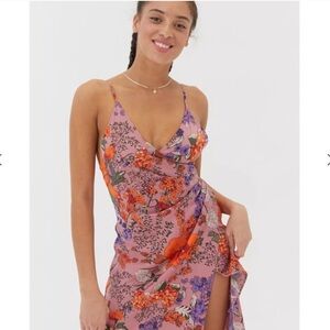 Urban Outfitters Pink and Orange Midi Dress w/ Slit